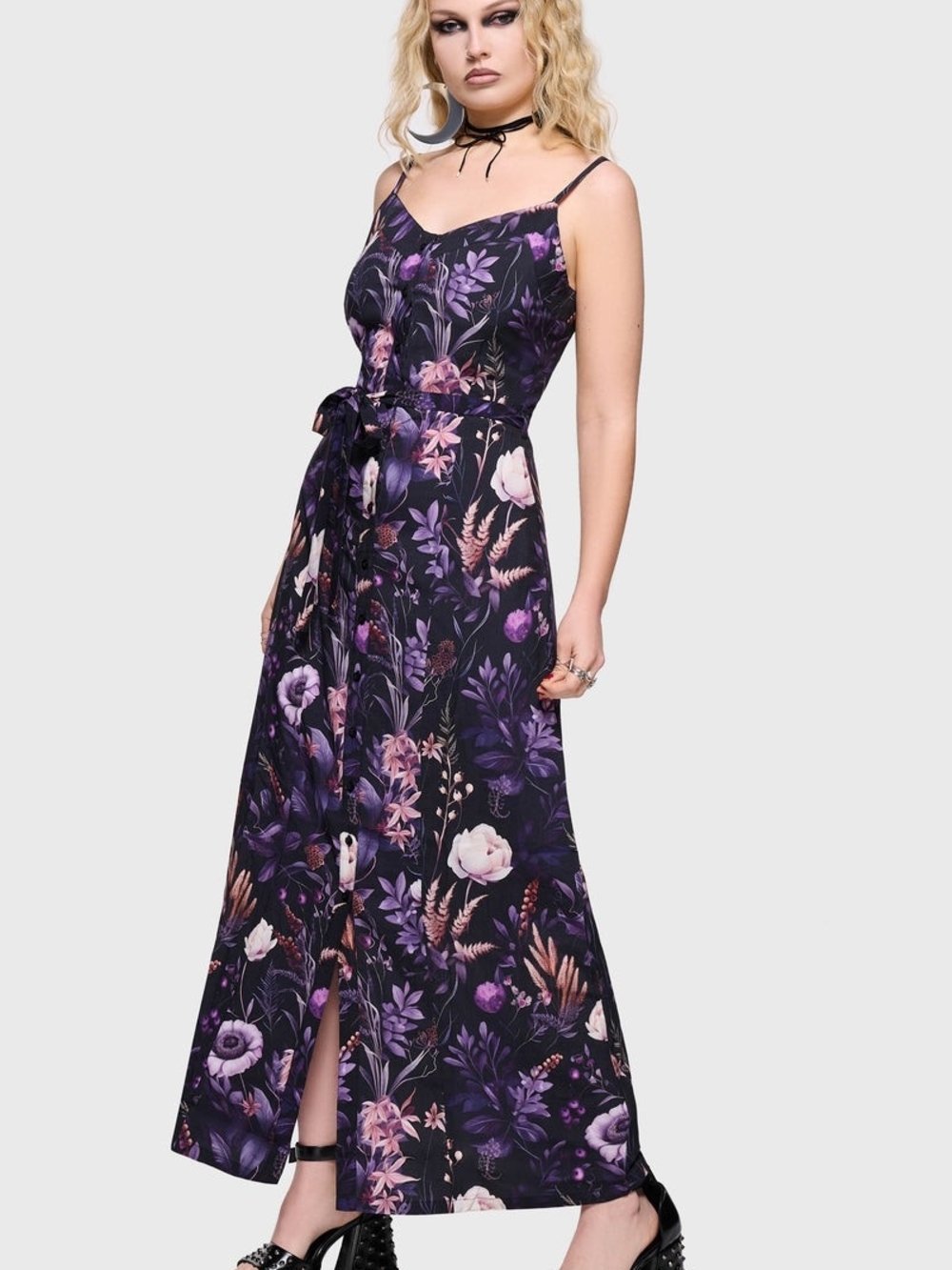 Killstar Cottage Chorus Maxi Dress. Black And Purple